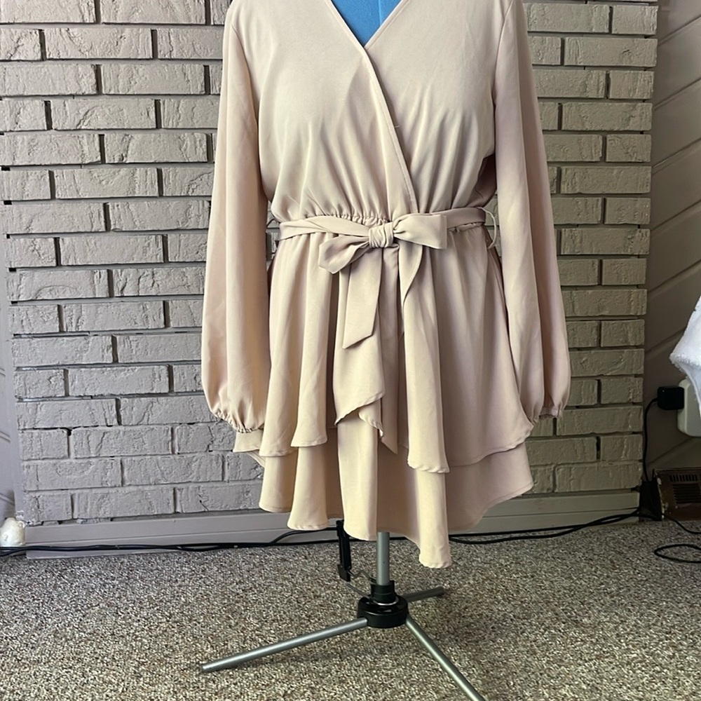 Elegant Cream Wrap Dress